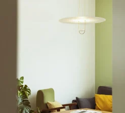 Suspension, D03, blanc et laiton, LED, 2700K, 3000 lm, Ø70cm, H83cm - OliveLab