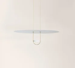 Suspension, D03, blanc et laiton, LED, 2700K, 3000 lm, Ø70cm, H83cm - OliveLab