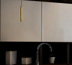 Suspension, D01, laiton, LED, 3000K, 550 lm, Ø2,2cm, H15cm - OliveLab