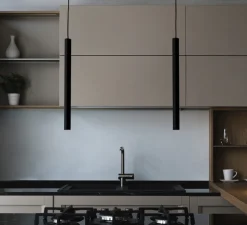 Suspension, D01, noir mat, LED, 2700K, 420 lm, Ø2,2cm, H30cm - OliveLab