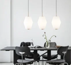 Suspension, Dahl Large, blanc, laiton mat, Ø25cm, H33cm - Northern