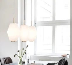 Suspension, Dahl Large, blanc, laiton mat, Ø25cm, H33cm - Northern