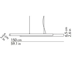 Suspension, Dala Linear, gris foncé, béton, LED, dim, 2700k, 5150 lm, L150cm, H6,5cm - Kdln