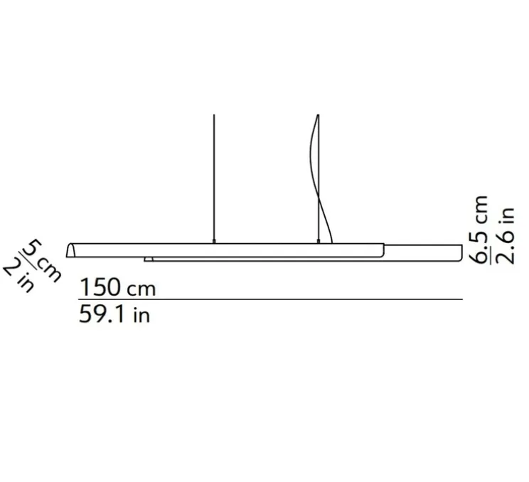 Suspension, Dala Linear, sable, bois, LED, dim, 2700k, 5150 lm, L150cm, H6,5cm - Kdln