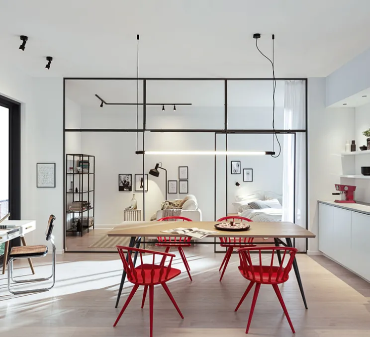 Suspension, Darf 1.0, variable par coupure de phase, noir et blanc, LED, 2700K, 1920lm, Ø3,3cm, L162,6cm - Wever & Ducré