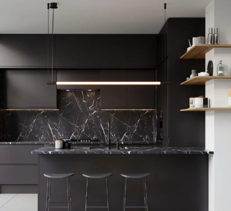 Suspension, Darf 1.0, variable par coupure de phase, noir et blanc, LED, 2700K, 1920lm, Ø3,3cm, L162,6cm - Wever & Ducré