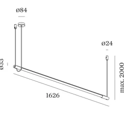 Suspension, Darf ceiling suspended 1.2 phase-cut dim, noir et blanc, LED, 3000K, 2939lm, Ø3,3cm, H162,6cm - Wever & Ducré