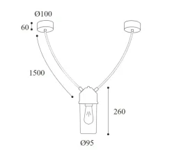 Suspension, Darsili 3397, cuivre, IP44, Ø9,5cm, H26cm - Moretti Luce