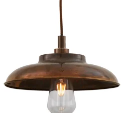 Suspension, Darya style usine, laiton antique, verre transparent, IP65, Ø32cm, H22cm - Mullan Lighting