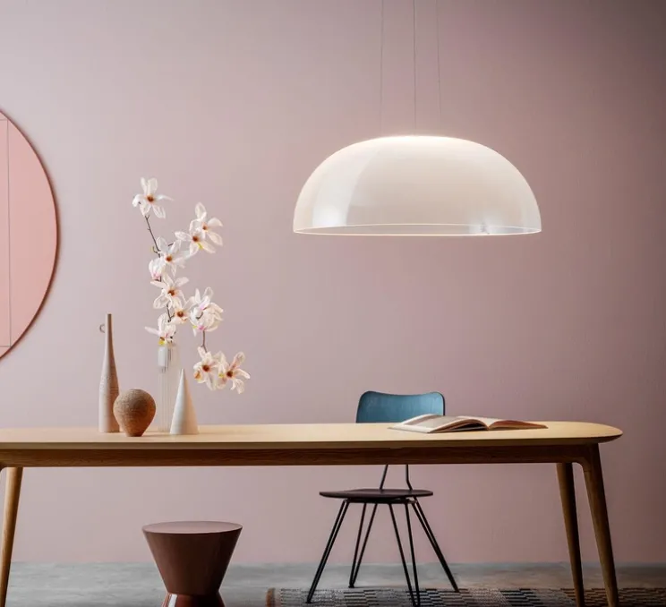 Suspension, Demi, transparent, LED, 3000K, 3748lm, Dim, phase cut, Ø70cm, H24.5cm - Stilnovo