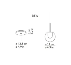 Suspension, Dew, laiton, sans rosace, LED, dim coupure de phase, 2700k, 440 lm, Ø11cm, H11cm - KDLN