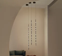 Suspension, Dew Vertical L, noir, LED, dim, 2700k, 1383 lm, Ø4,3cm, H170cm - LEDs C4