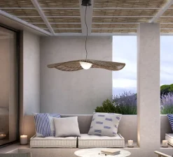 Suspension d'extérieur, Mediterrània S/105/01, marron, IP66, LED, 2700K, 2064lm, Ø105cm, H12,3cm - Bover