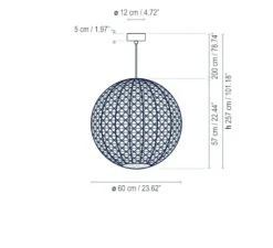Suspension d'extérieur, Nans Sphere S, Brun graphite - Teinte beige, IP66, LED, dim, 2700K, 1400 lm, Ø60cm, H257cm - Bover