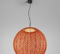 Suspension d'extérieur, Nans Sphere S, Brun graphite - Teinte rouge, IP66, LED, dim, 2700K, 1400 lm, Ø60cm, H257cm - Bover