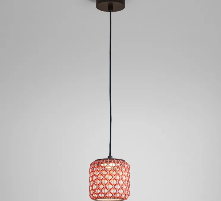 Suspension d'extérieur, Nans S Outdoor, Brun graphite - Teinte rouge, IP66, LED, dim, 2700K, 503 lm, Ø16,7cm, H16,5cm - Bover