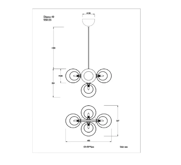Suspension, Discus 49, noir, L49cm, H32,4cm - Cobankeryd