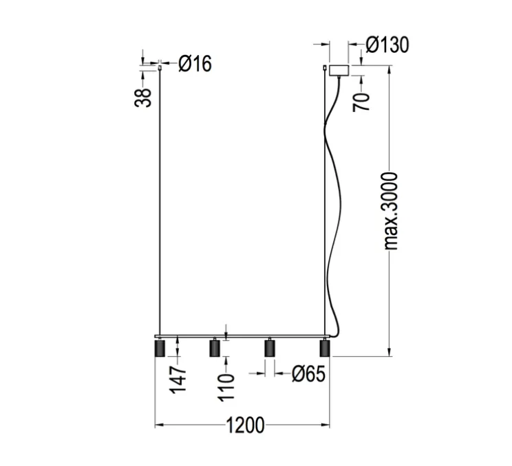 Suspension, Donna Line 120, lin, L120cm, H7cm - Pholc