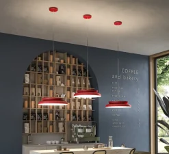 Suspension, Doppio Zero L, rouge, LED, dim, 2700K, 5476 lm, Ø60cm, H16cm - Lumen Center Italia