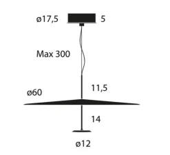 Suspension, Dot 600 Dali, noir, LED, dim, 2700K, 1000 lm, Ø60cm, H25,5cm - Lumina