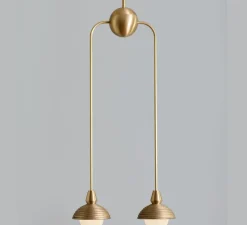 Suspension, Double, Eos L, laiton brossé, Ø15,7cm, H90cm - Bert franck