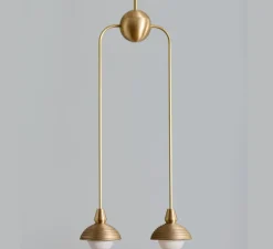 Suspension, Double, Eos L, laiton brossé, Ø15,7cm, H90cm - Bert franck