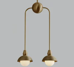 Suspension, Double, Eos S, laiton antique, Ø15,7cm, H70cm - Bert franck