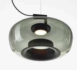 Suspension, Double Short, gris fumé, LED, dim, 2700K, 1070 lm, Ø44,2cm, H30,5cm - Brokis