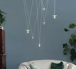 Suspension, D02P6, blanc mat, LED, avec 3 diffuseurs et 3 lentilles, dim, 2700K, 350 lm, Ø12cm, H5cm - OliveLab