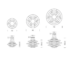 Suspension, Drop 5, argent satiné, LED, dim, 1-10V, 2700K, 3350 lm, Ø70cm, H33cm - Nemo Lighting