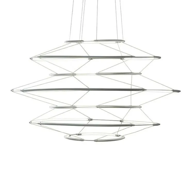 Suspension, Drop 7, argent satiné, LED, dim, 1-10V, 2700K, 5700 lm, Ø90cm, H50cm - Nemo Lighting