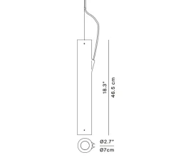 Suspension, E04, sans rosace, laiton, Ø7cm, H46,5cm - Luceplan