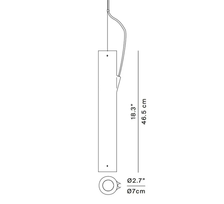 Suspension, E04, sans rosace, laiton, Ø7cm, H46,5cm - Luceplan