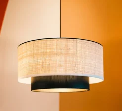 Suspension, Eclipse XXL, rabane, noir, écru, Ø60cm, H24cm - Sarah Lavoine