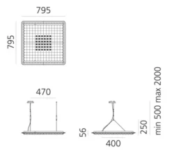 Suspension, Eggboard Matrix 800, vert, LED, dim, 3000k, 3138 lm, L79,5cm, H25cm - Artemide