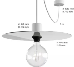 Suspension, Eiva Elegant, blanc, IP65, Ø40cm, H7,5cm - Creative Cables