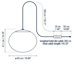 Suspension, Elipse S/50 Outdoor, sans rosace, blanc, IP66, Ø50cm, H41,1cm - Bover