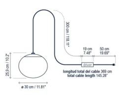 Suspension, Elipse S/30 Outdoor, sans rosace, blanc, IP66, Ø30cm, H25,9cm - Bover