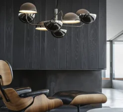 Suspension, Elisabeth, chrome noir, LED, dim, 0-10V, 3000k, 8 x 827 lm, Ø110cm, H30cm - Penta