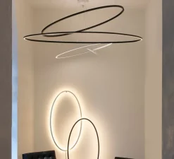 Suspension, Ellisse double, blanc, LED, 2700k, 4675lm, Ø135cm, H70cm - Nemo lighting