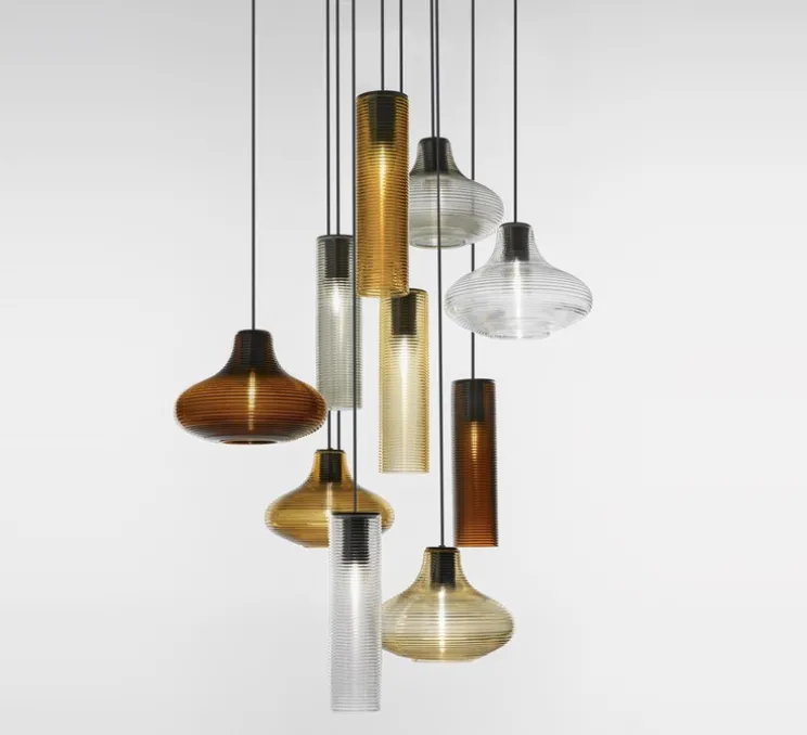 Suspension, Emma sans rosace, verre fumé,, Ø26cm, H18,5cm - Panzeri