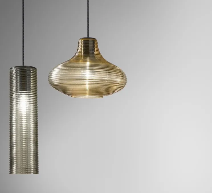 Suspension, Emma sans rosace, verre fumé,, Ø26cm, H18,5cm - Panzeri