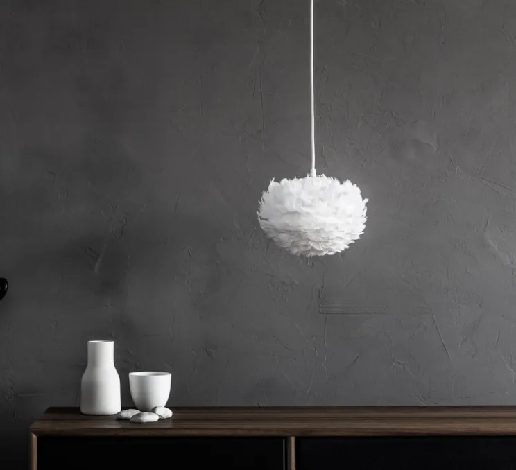 Suspension, Eos mini blanc avec câble Rosette blanc, blanc, Ø35cm, H30cm - Umage