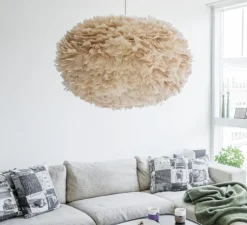 Suspension, Eos XL, plumes d'oie, marron, Ø75cm, H45cm - Umage