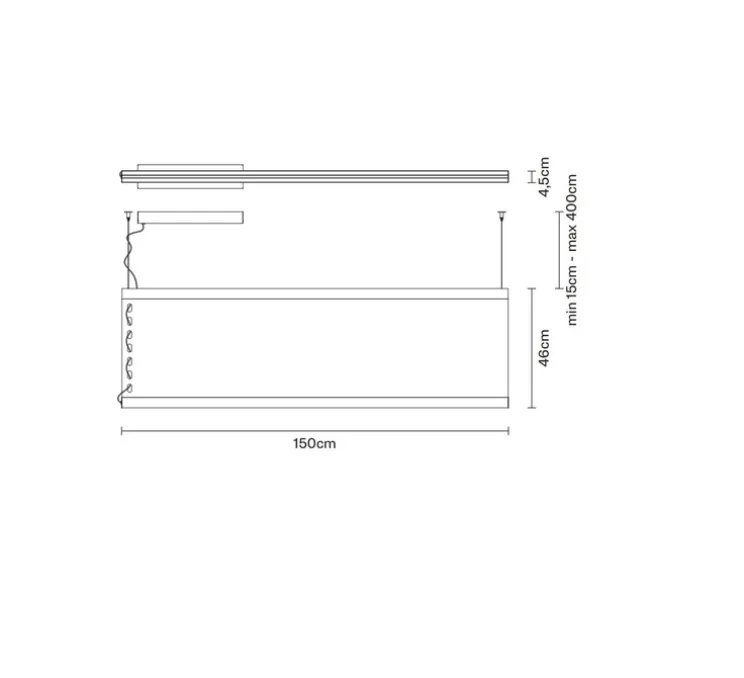 Suspension, Etnia F68, Gris clair, IP40, LED, 2700K, 6150 lm, L150cm, H46cm - Fabbian
