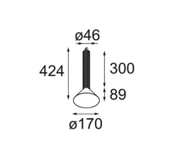 Suspension, Extruded Suspended 46 300 1x, noir, LED, dim, 2700K, 665 lm, Ø17cm, H38,9cm - Modular
