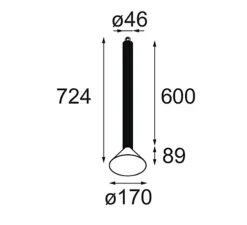 Suspension, Extruded Suspended 46 600 1x, noir, LED, dim, 2700K, 665 lm, Ø17cm, H68,9cm - Modular