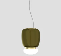 Suspension, Faro SP G, vert, laiton, LED, dim, 2700K, 2000 lm, Ø29cm, H40,5cm - Vistosi