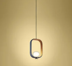 Suspension, Filipa, 555.22, noir texturé, cuir noir et marron, IP40, L28cm, H45cm - Tooy