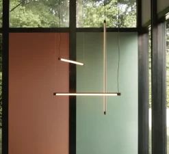 Suspension, Fine, rouge foncé, LED, dim, 2700K, 620 lm, L60cm, H1,8cm - Muuto